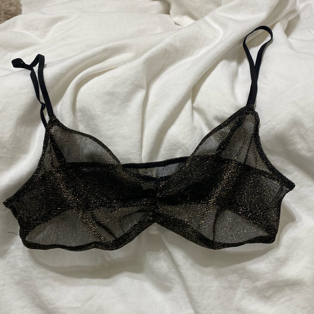 Intimately Free People sheet bralette, black with gold sparkle